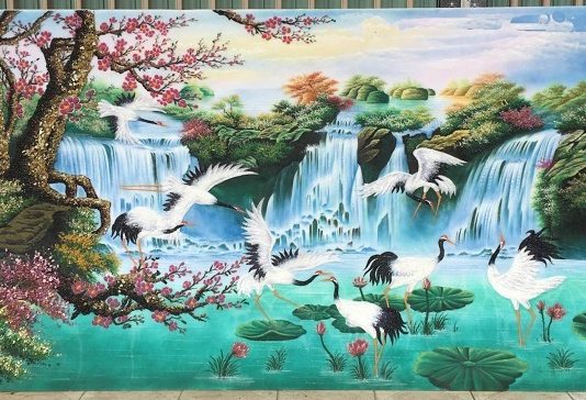 Ý nghĩa tranh sơn dầu Bát Hạc Quy Viên bat hac quy vien
